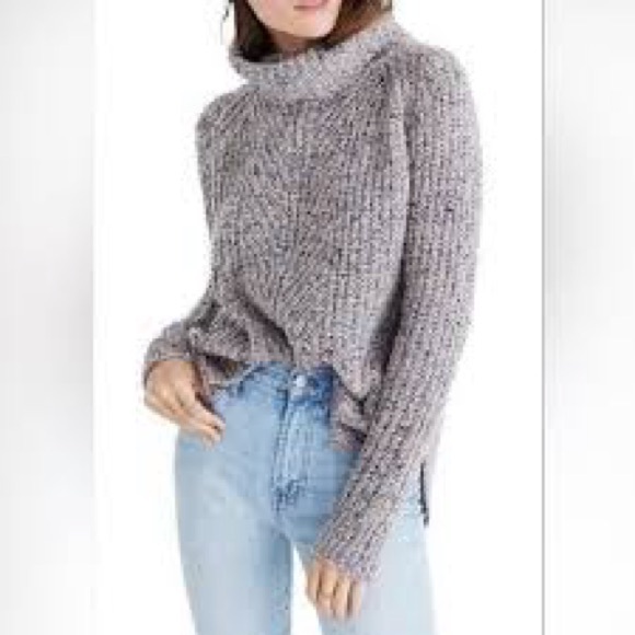 Madewell Silk and Wool Blend Turtleneck Rainbow Fleck Sweater - Picture 3 of 9